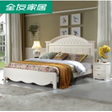 全友家居 韩式田园木质室家具1.8米板式床